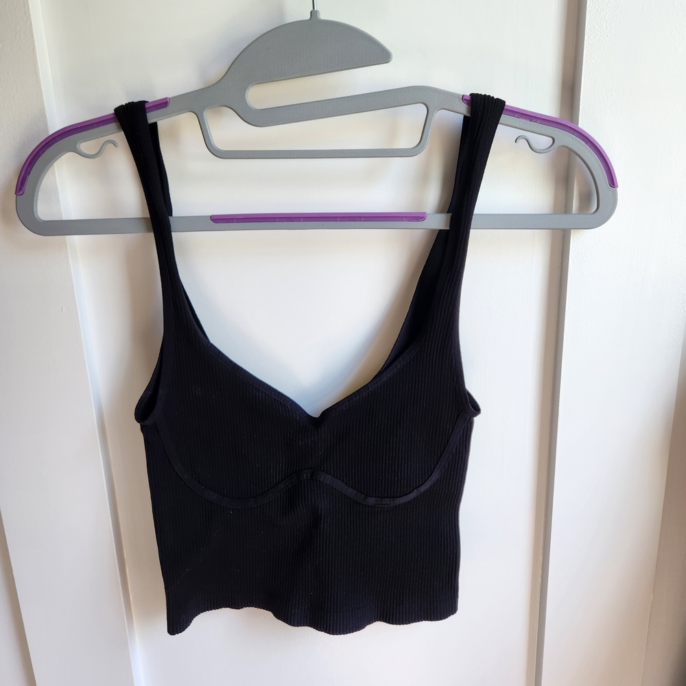 Free People Black Ribbed Bralette